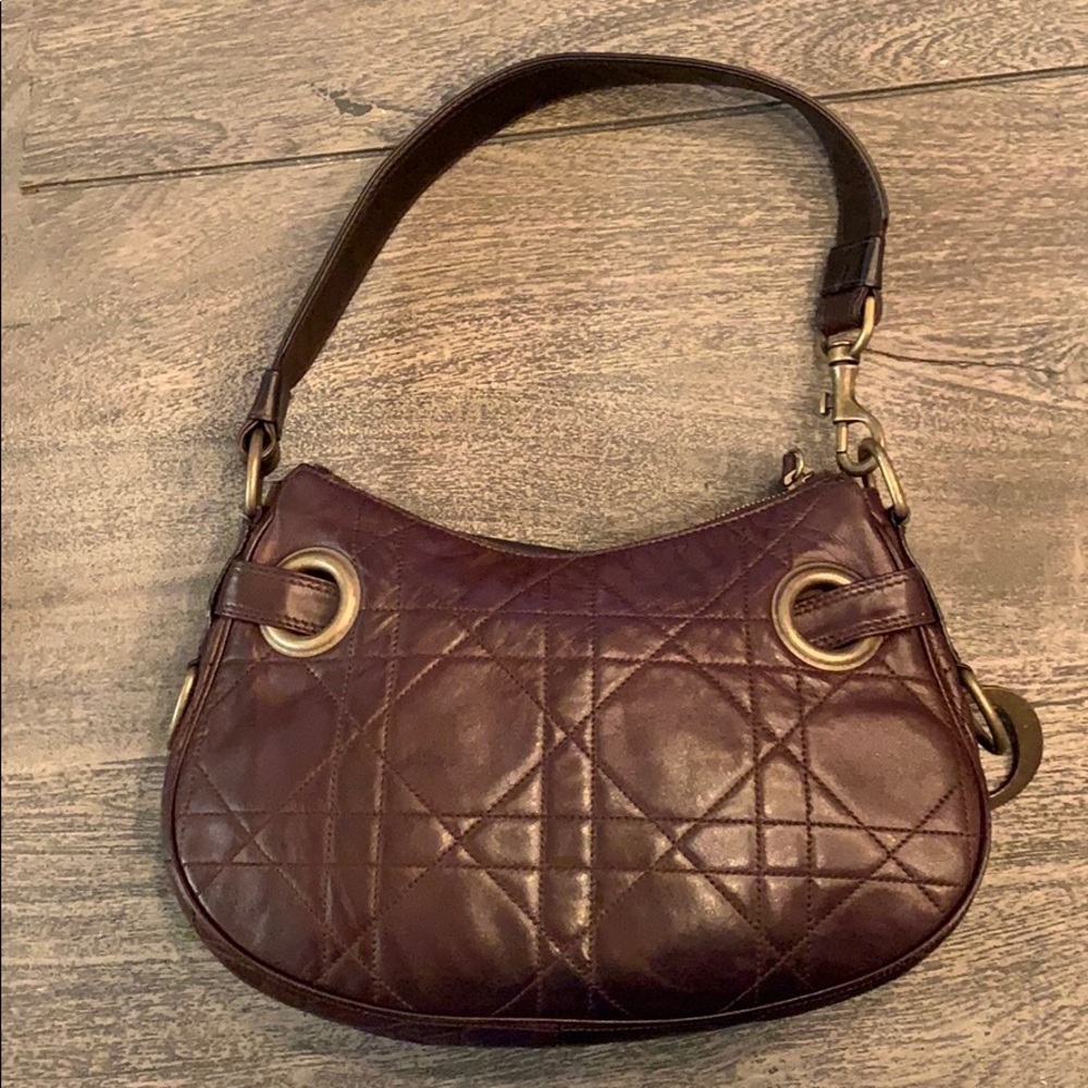 CHRISTIAN DIOR Leather Cannage Shoulder Bag